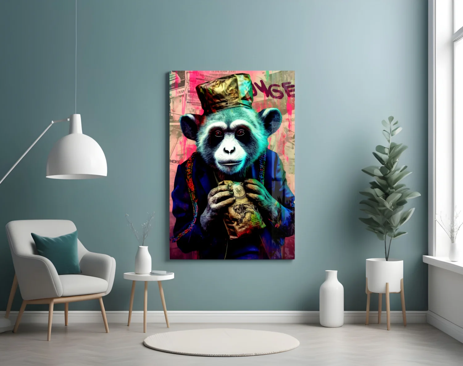 Monkey the Worker Glass Wall Art || Designer Collection - Image 4