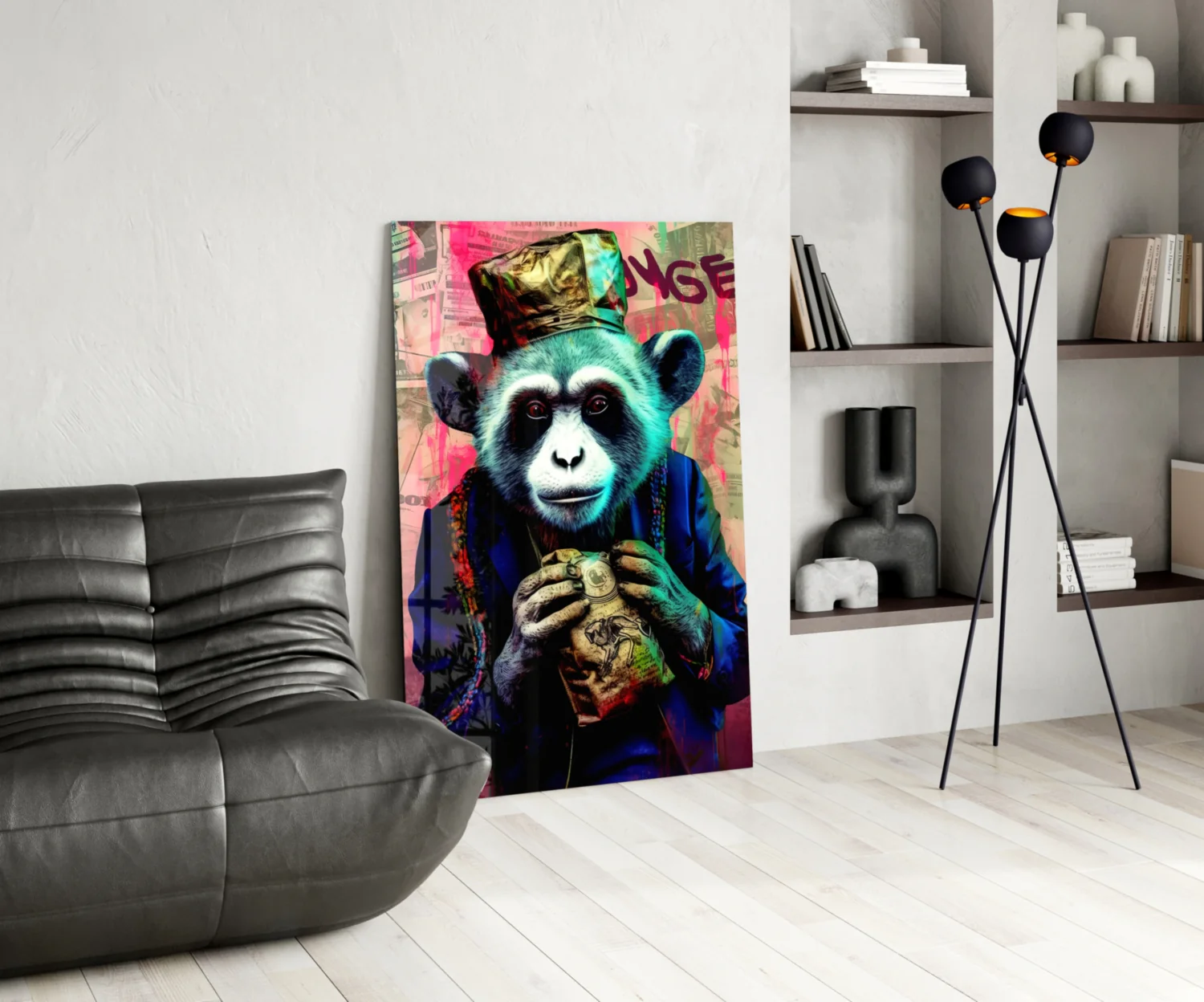 Monkey the Worker Glass Wall Art || Designer Collection - Image 5
