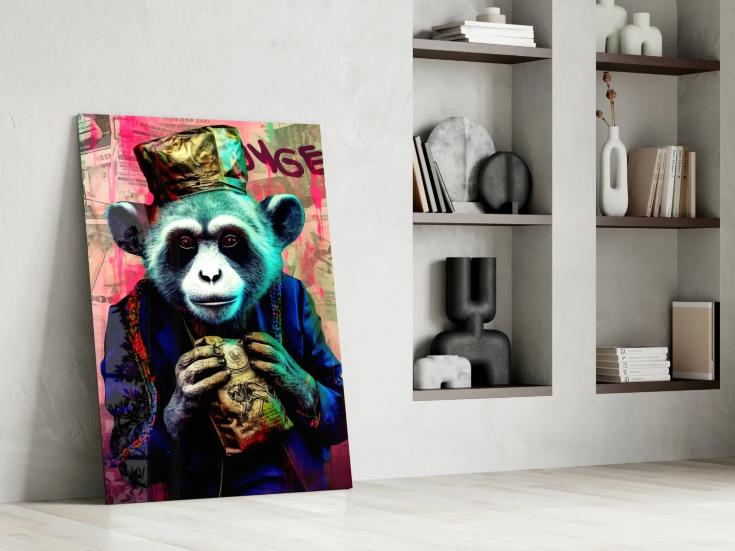 Monkey the Worker Glass Wall Art || Designer Collection - Image 6
