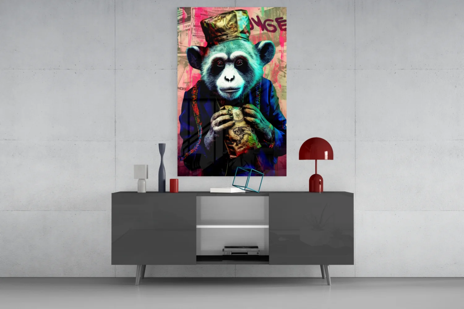 Monkey the Worker Glass Wall Art || Designer Collection - Image 8