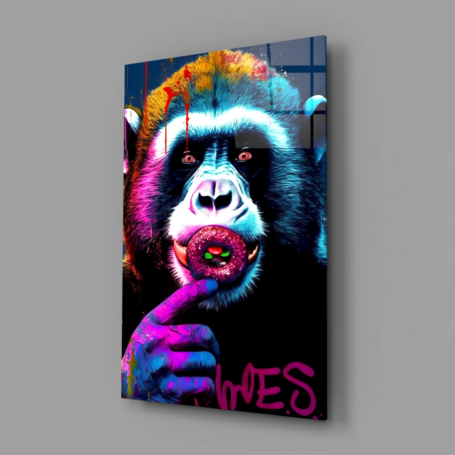Monkey Kiss Glass Wall Art || Designer Collection - Image 2