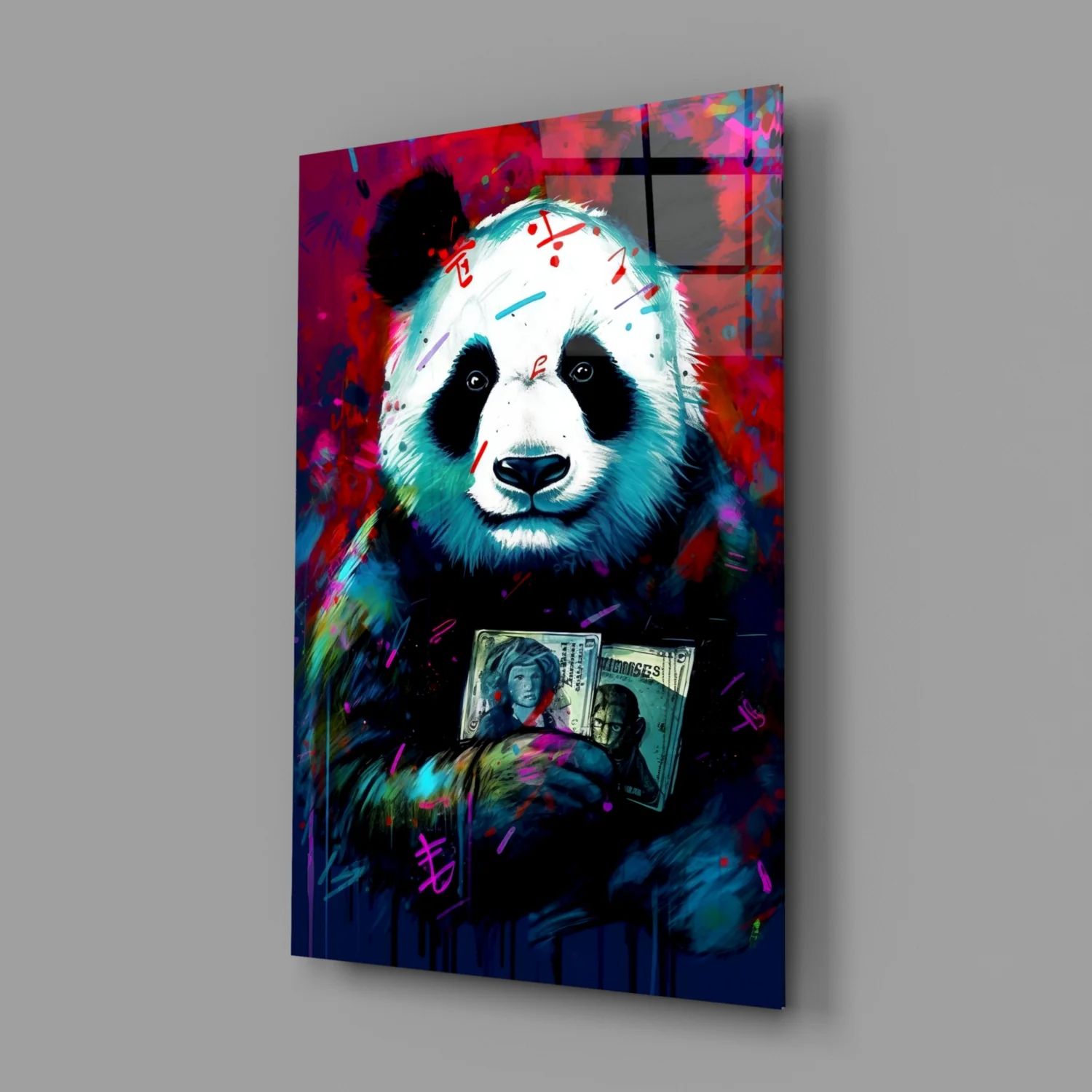 Bibliophile Panda Glass Wall Art || Designer Collection - Image 2