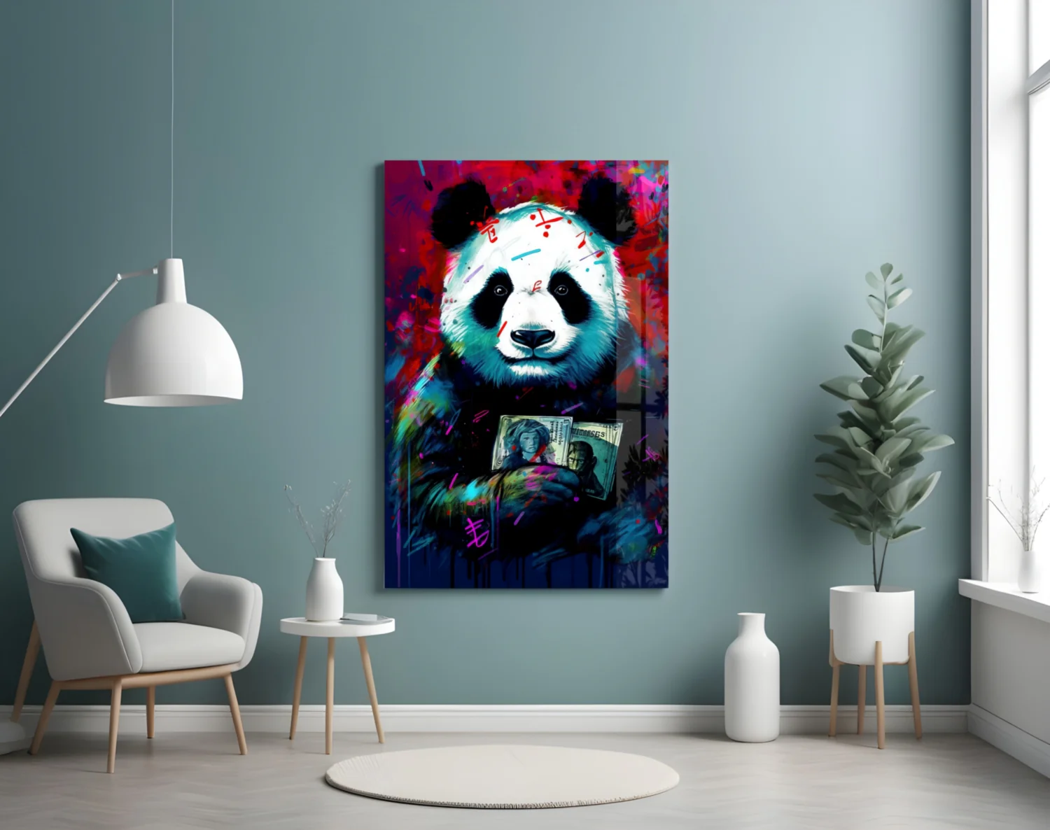 Bibliophile Panda Glass Wall Art || Designer Collection - Image 4