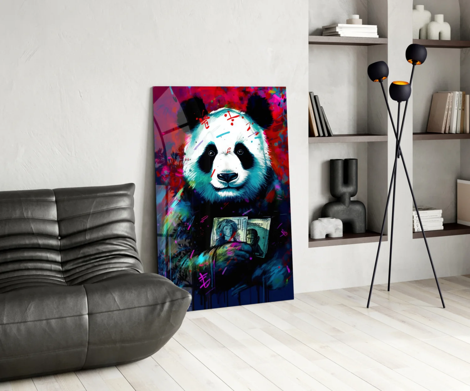 Bibliophile Panda Glass Wall Art || Designer Collection - Image 5