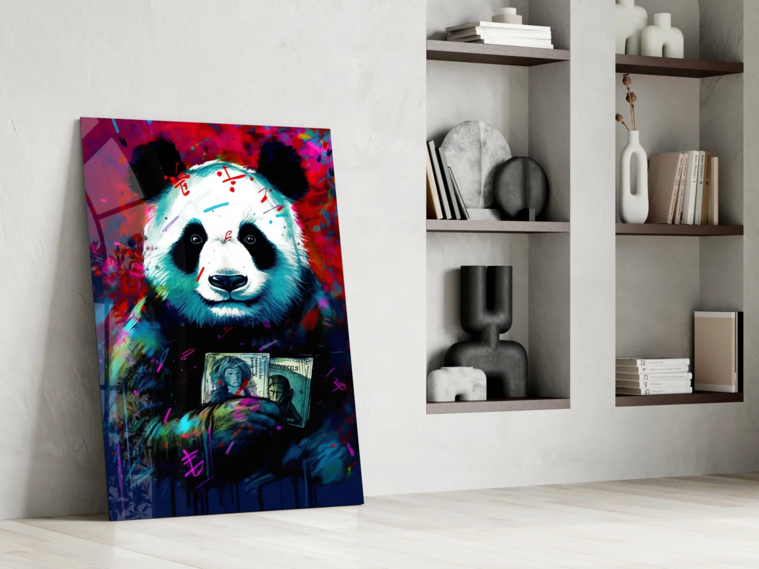 Bibliophile Panda Glass Wall Art || Designer Collection - Image 6