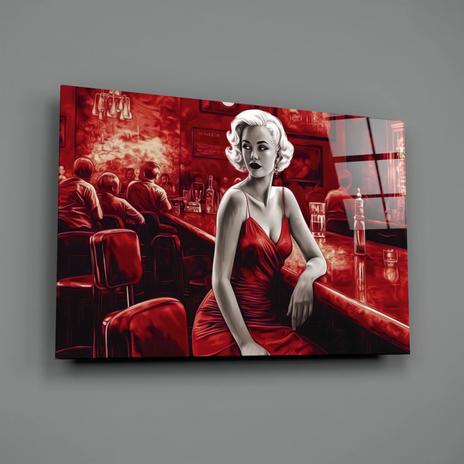 Marilyn in the Bar Glass Wall Art || Designer Collection - Image 2