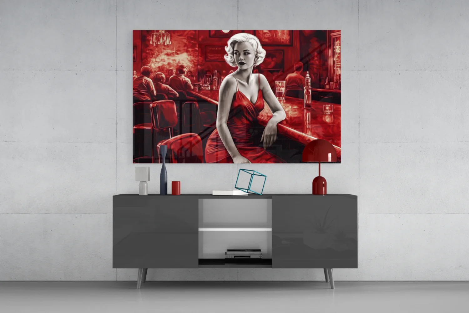 Marilyn in the Bar Glass Wall Art || Designer Collection - Image 8