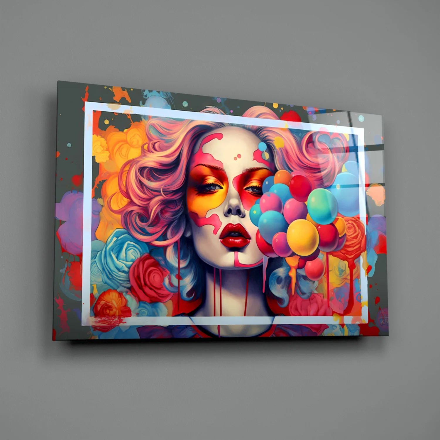 Balloons and the Kiss Glass Wall Art || Designer Collection - Image 2