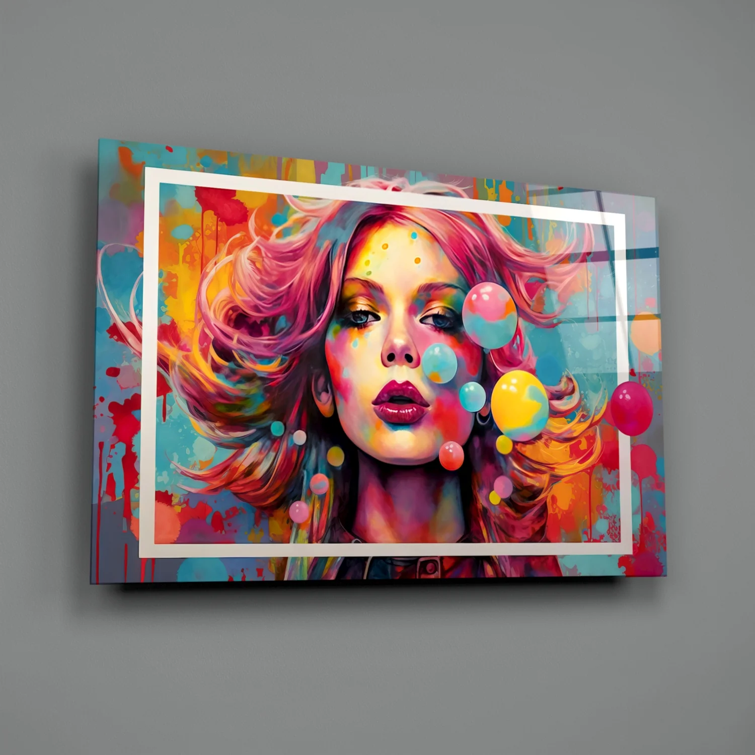 Bubbles and Kisses Glass Wall Art || Designer Collection - Image 2