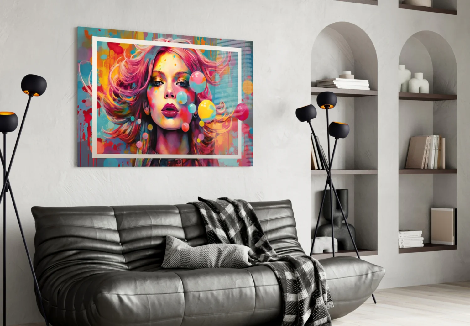 Bubbles and Kisses Glass Wall Art || Designer Collection - Image 4