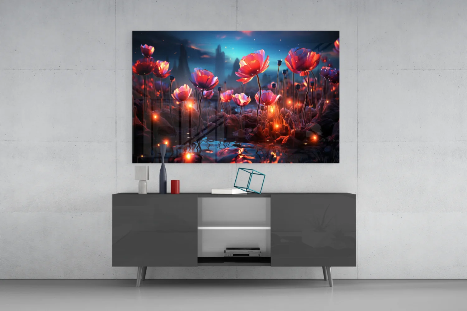 Magical Poppies Glass Wall Art || Designer Collection - Image 8