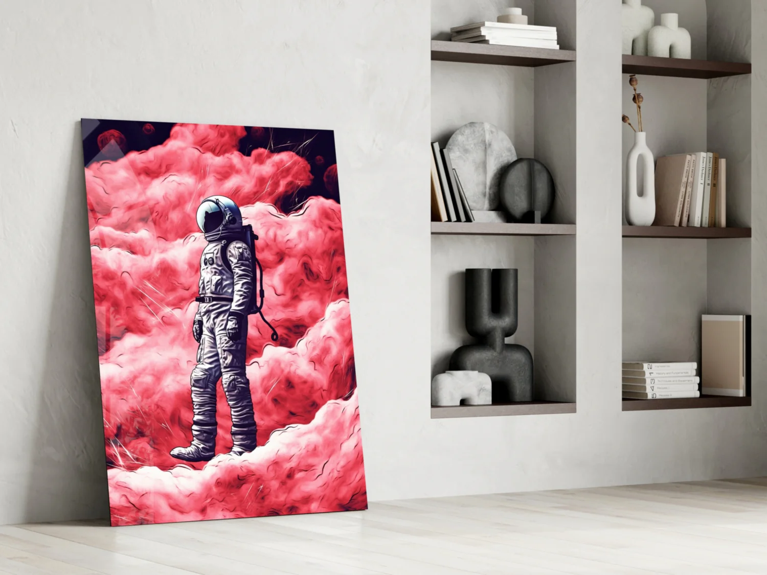 Astronaut on a Pinky Planet Glass Wall Art || Designer Collection - Image 6