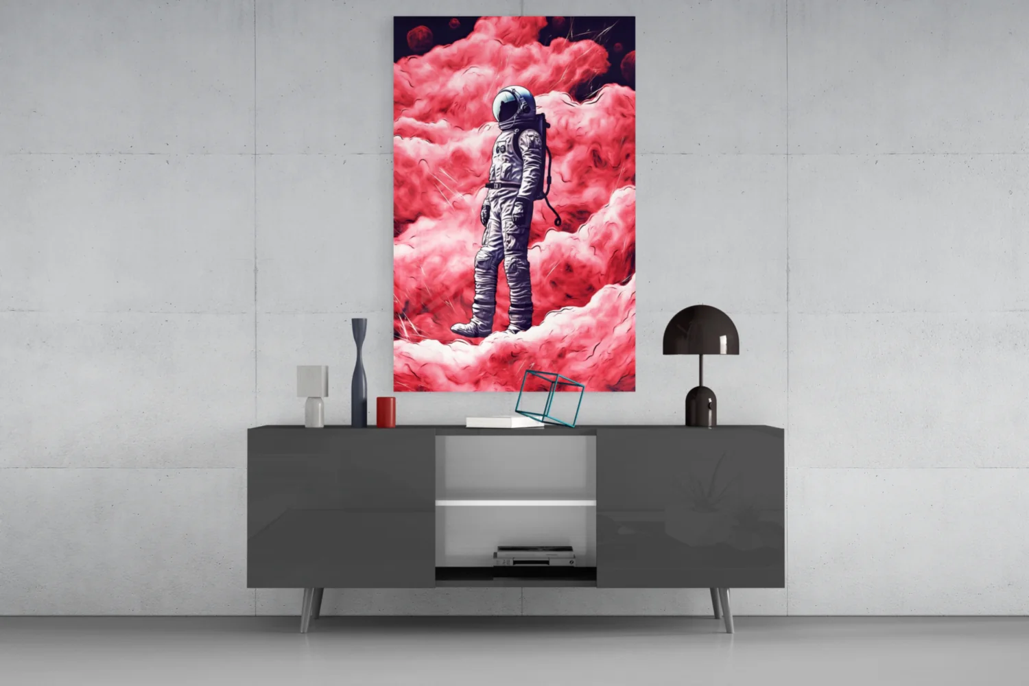 Astronaut on a Pinky Planet Glass Wall Art || Designer Collection - Image 8