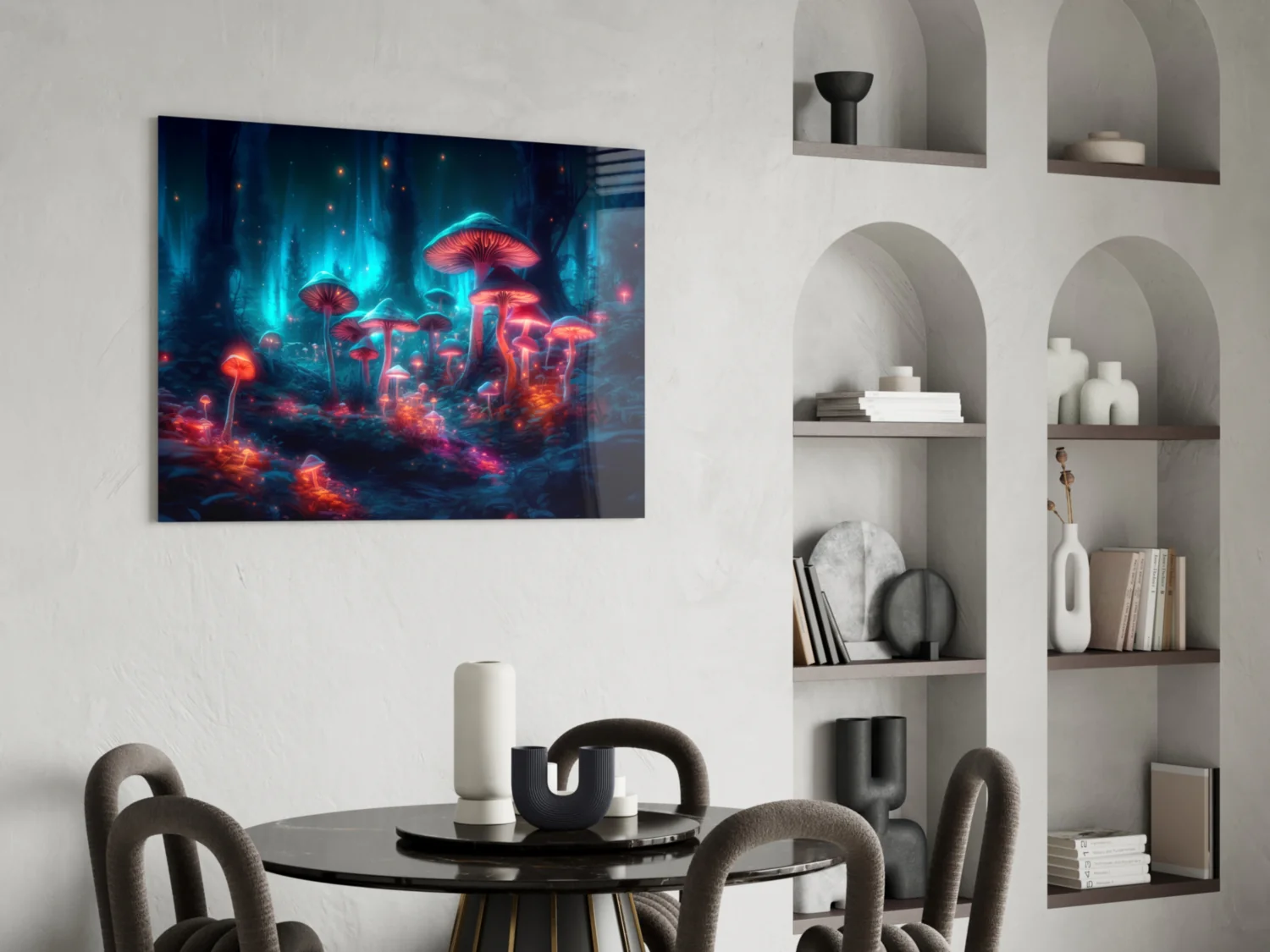 Neon Mushroom Forest Glass Wall Art || Designer Collection - Image 5