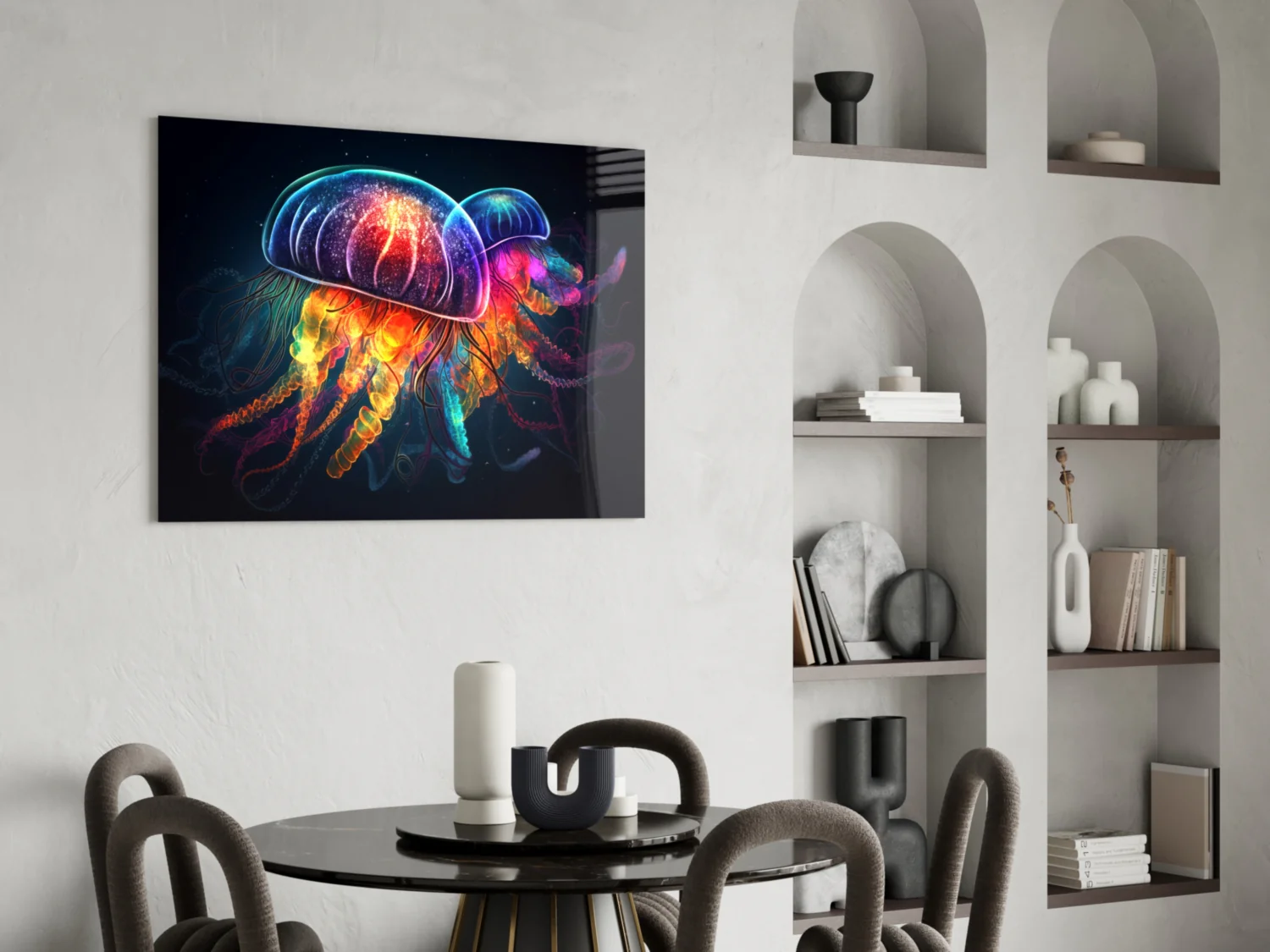 Neon Jellyfish Glass Wall Art || Designer Collection - Image 5