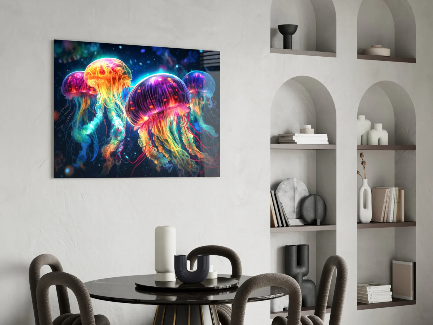 Neon Jellyfish Glass Wall Art || Designer Collection - Image 5