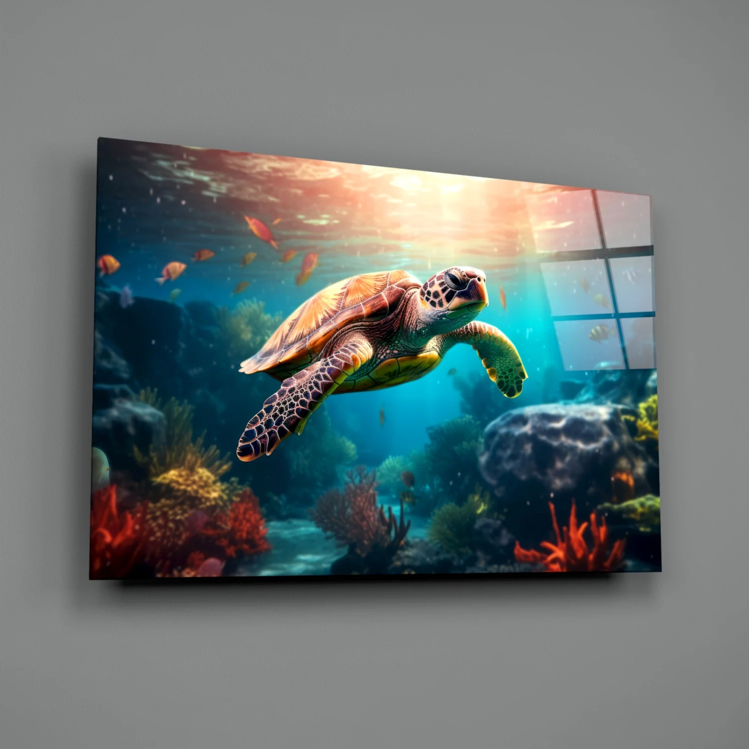 Sea Turtle Glass Wall Art || Designer Collection - Image 2