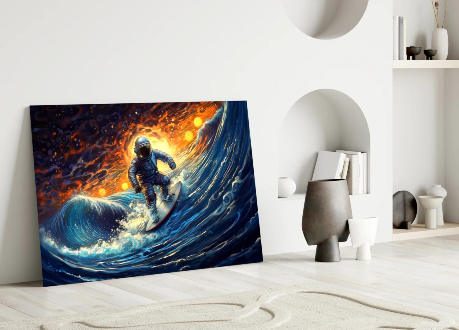 Surfing in Space Glass Wall Art || Designer Collection - Image 3