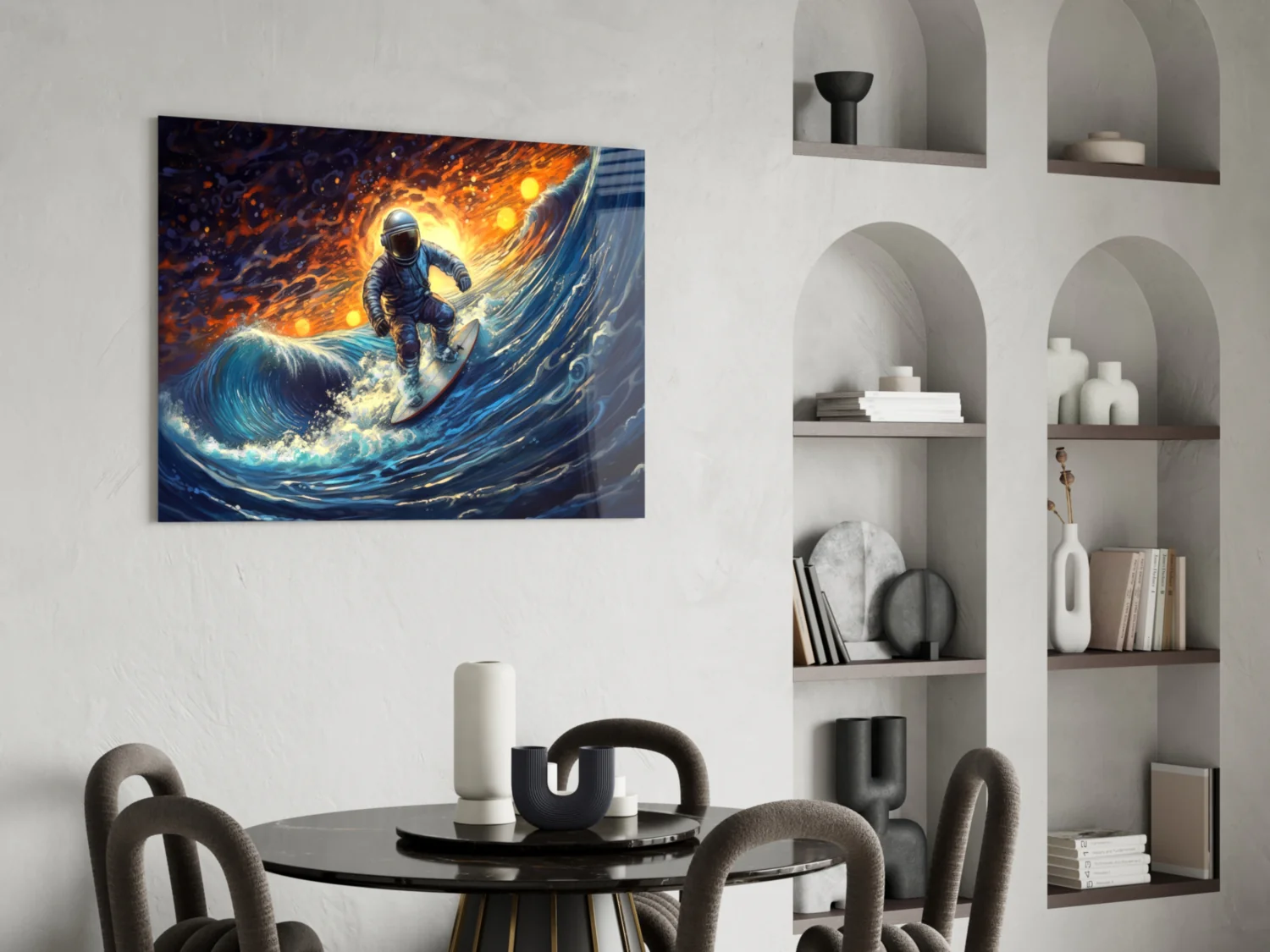 Surfing in Space Glass Wall Art || Designer Collection - Image 5