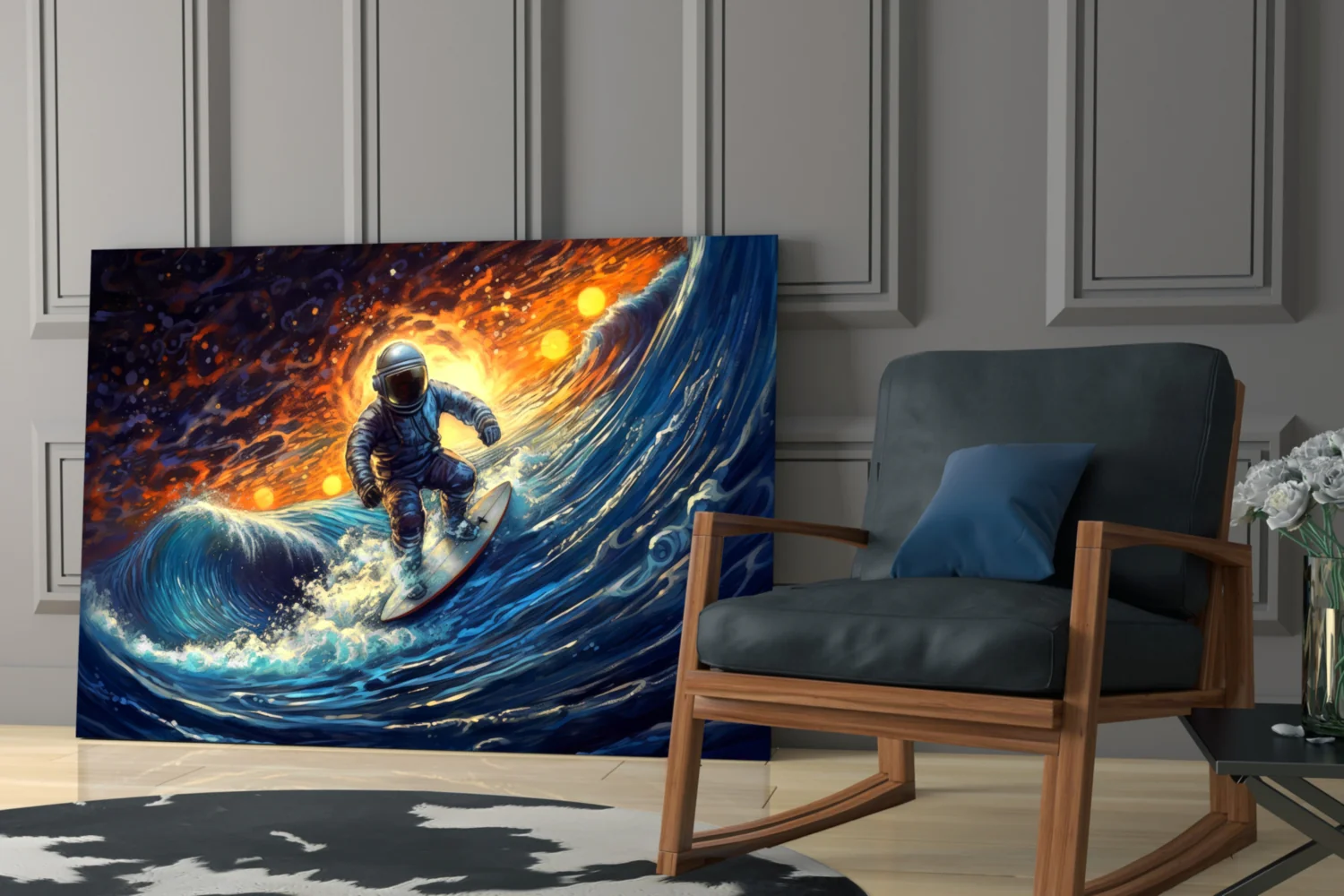 Surfing in Space Glass Wall Art || Designer Collection - Image 6