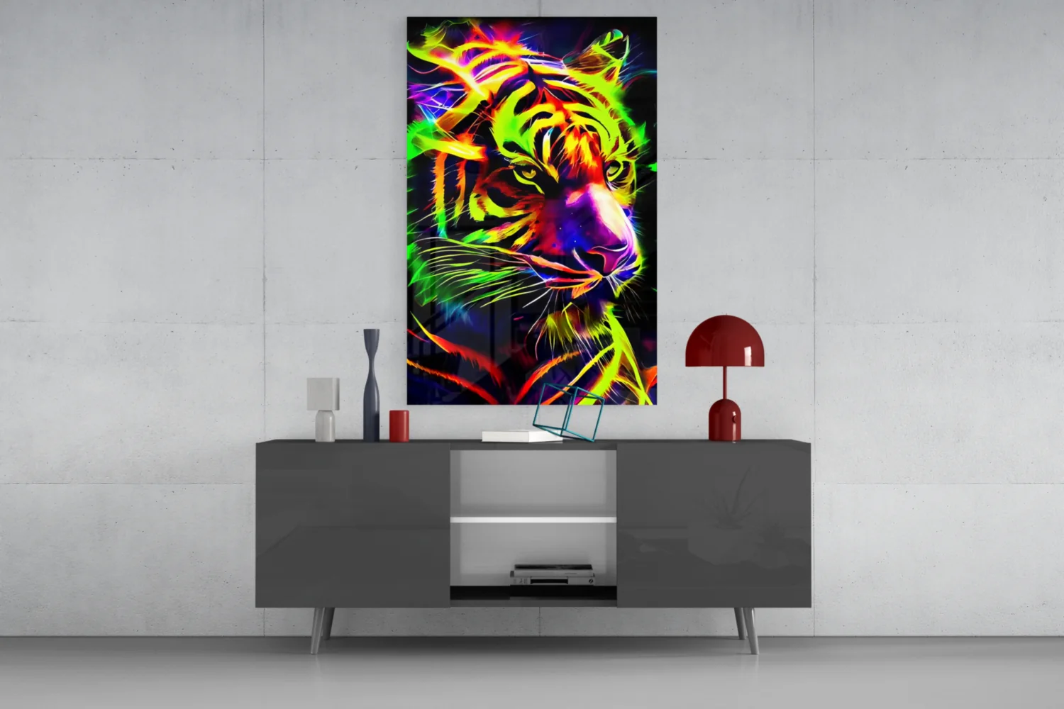 Neon Tiger Glass Wall Art|| Designer's Collection - Image 9