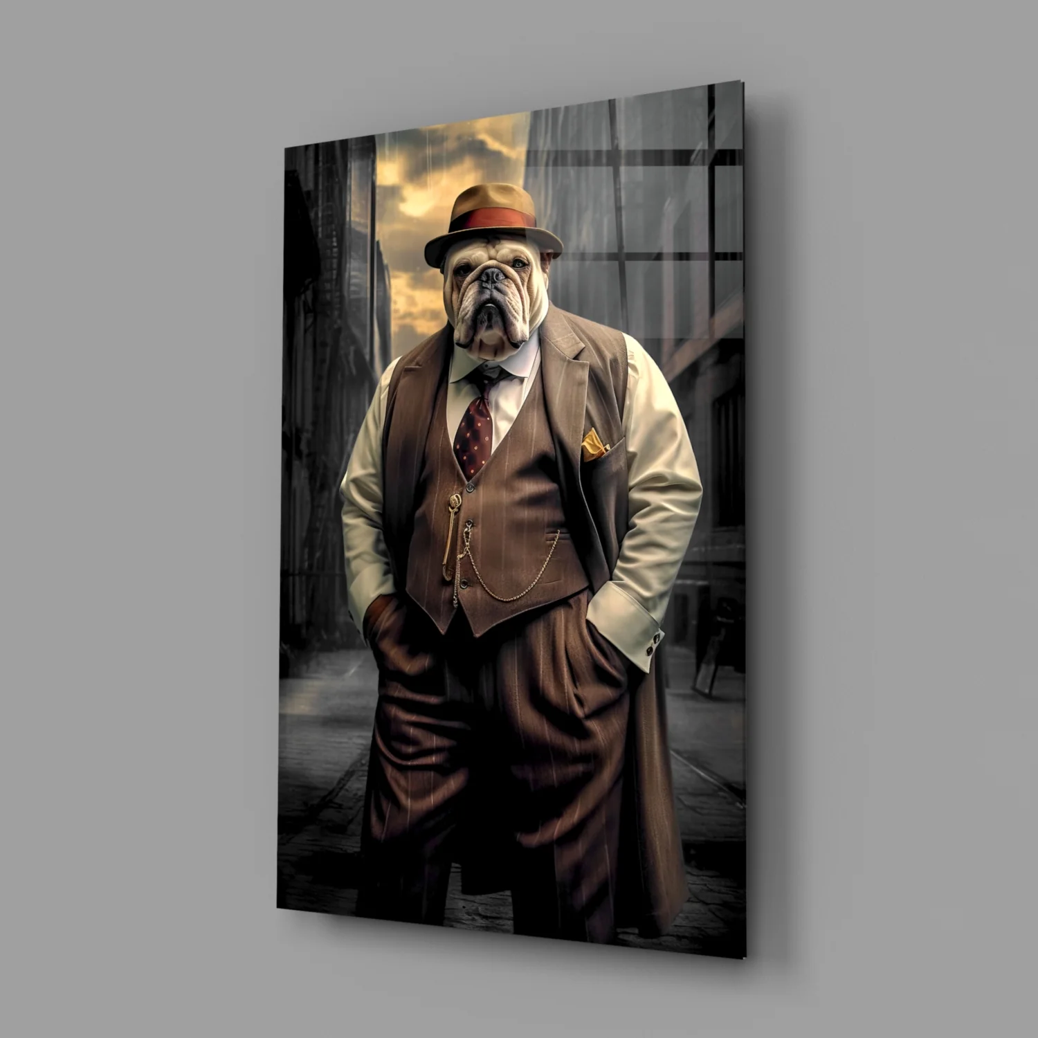 Bulldog in a Suit Glass Wall Art|| Designer's Collection - Image 3