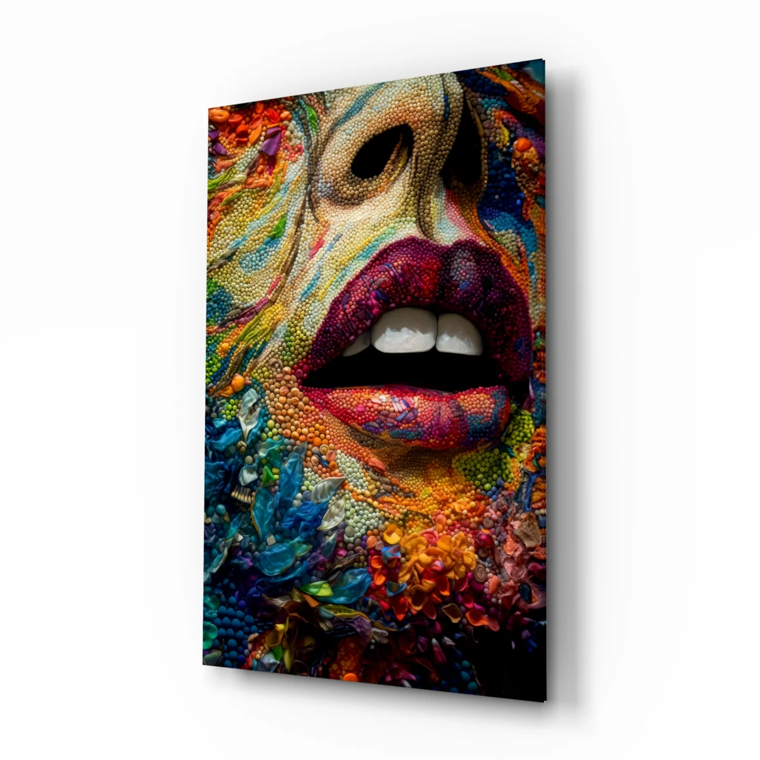 Lips and Flowers Glass Wall Art|| Designer's Collection - Image 2