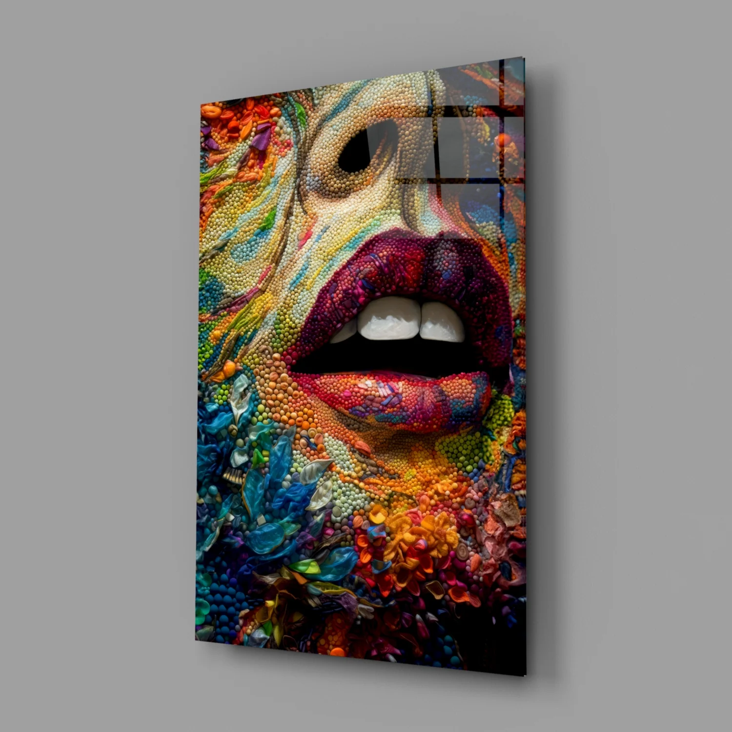 Lips and Flowers Glass Wall Art|| Designer's Collection - Image 3