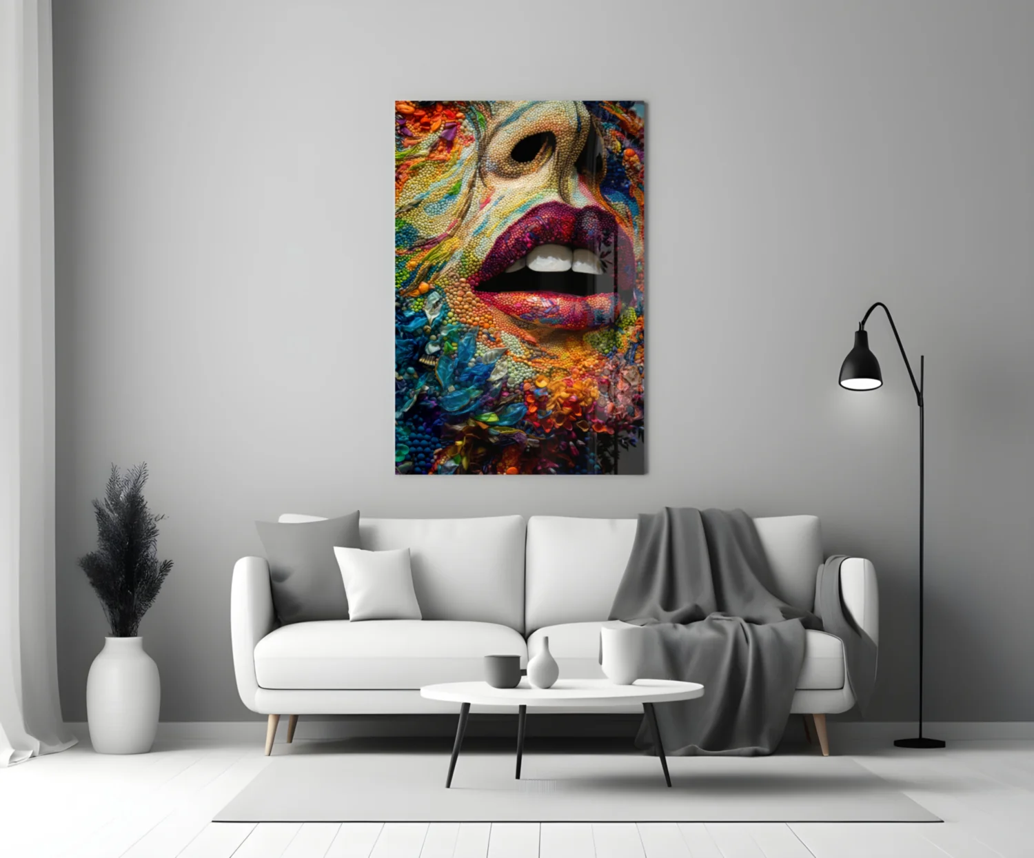 Lips and Flowers Glass Wall Art|| Designer's Collection - Image 4