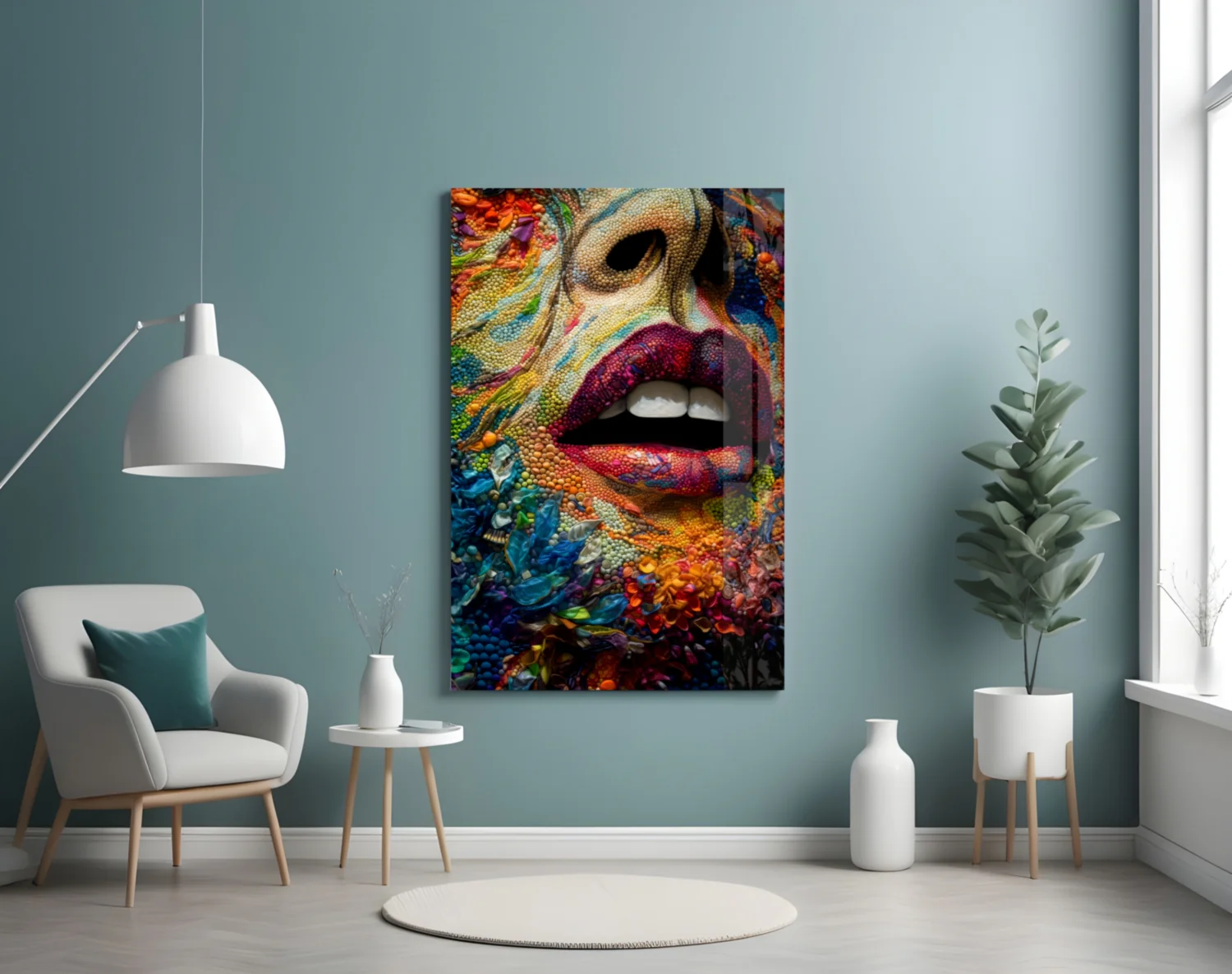 Lips and Flowers Glass Wall Art|| Designer's Collection - Image 5