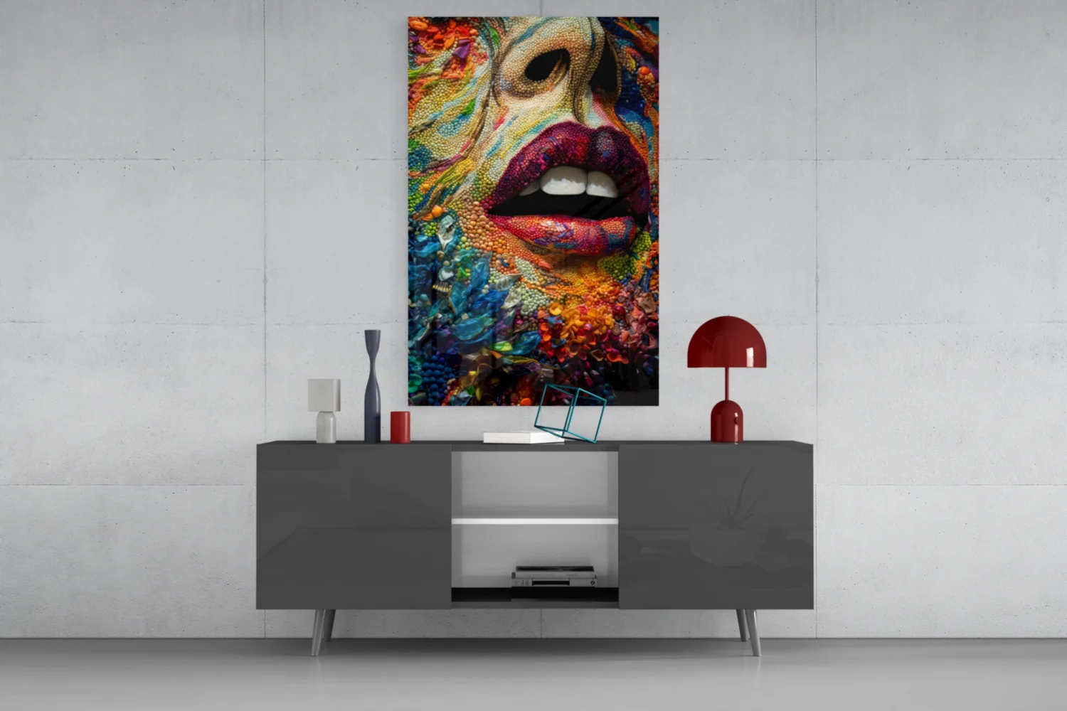 Lips and Flowers Glass Wall Art|| Designer's Collection - Image 9