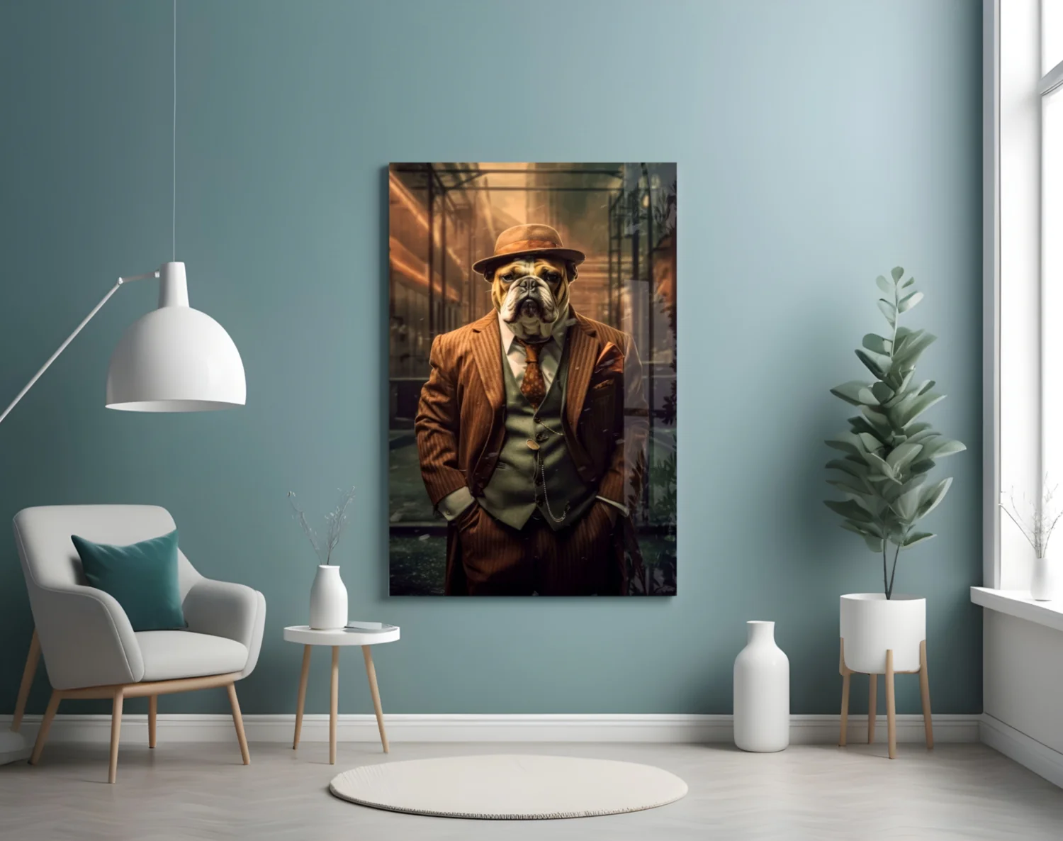 Bulldog in a Suit Glass Wall Art|| Designer's Collection - Image 5