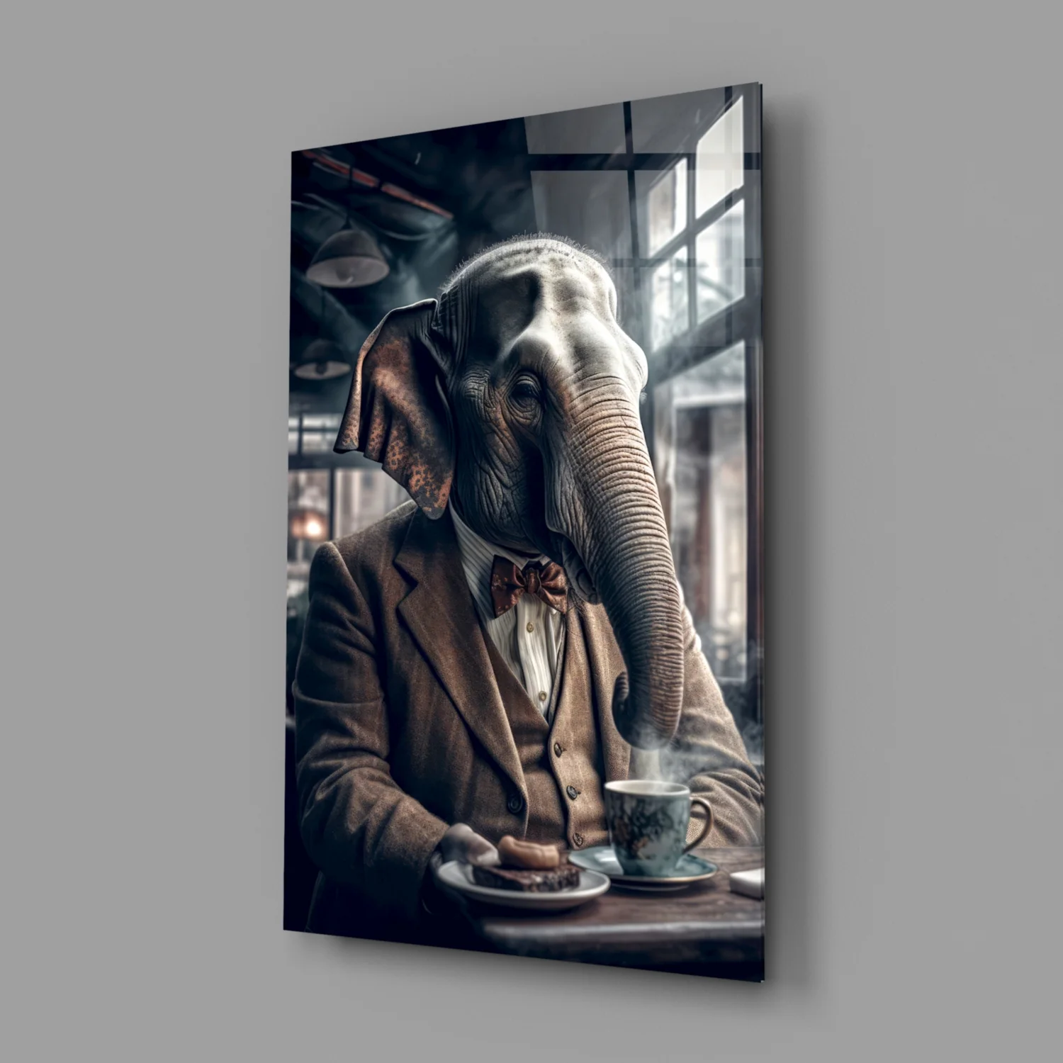 Retired Elephant Glass Wall Art|| Designer's Collection - Image 3