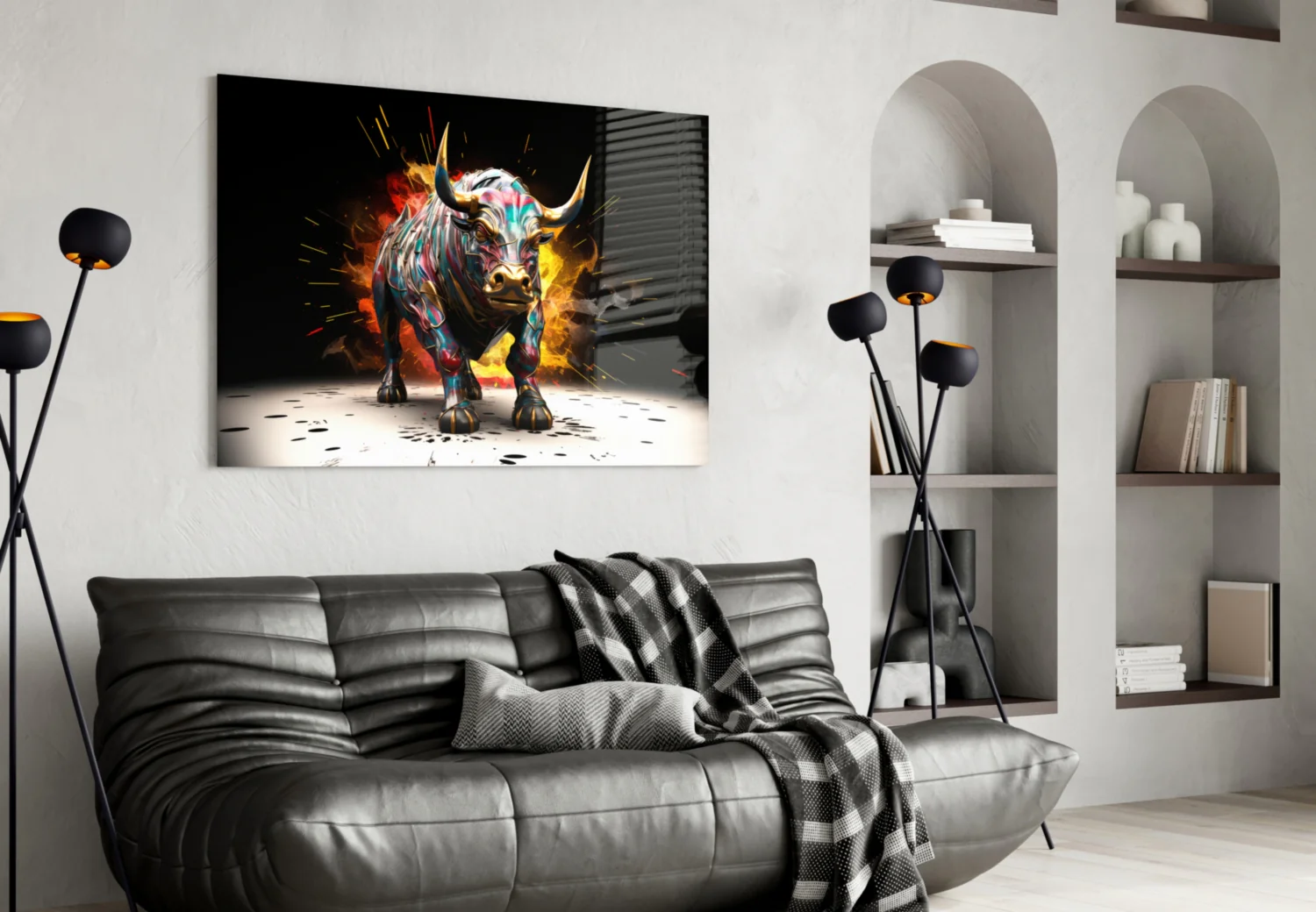 Bull Glass Wall Art|| Designer's Collection - Image 5