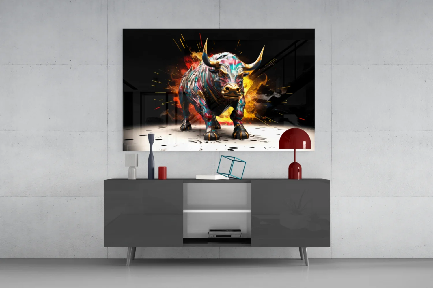 Bull Glass Wall Art|| Designer's Collection - Image 9