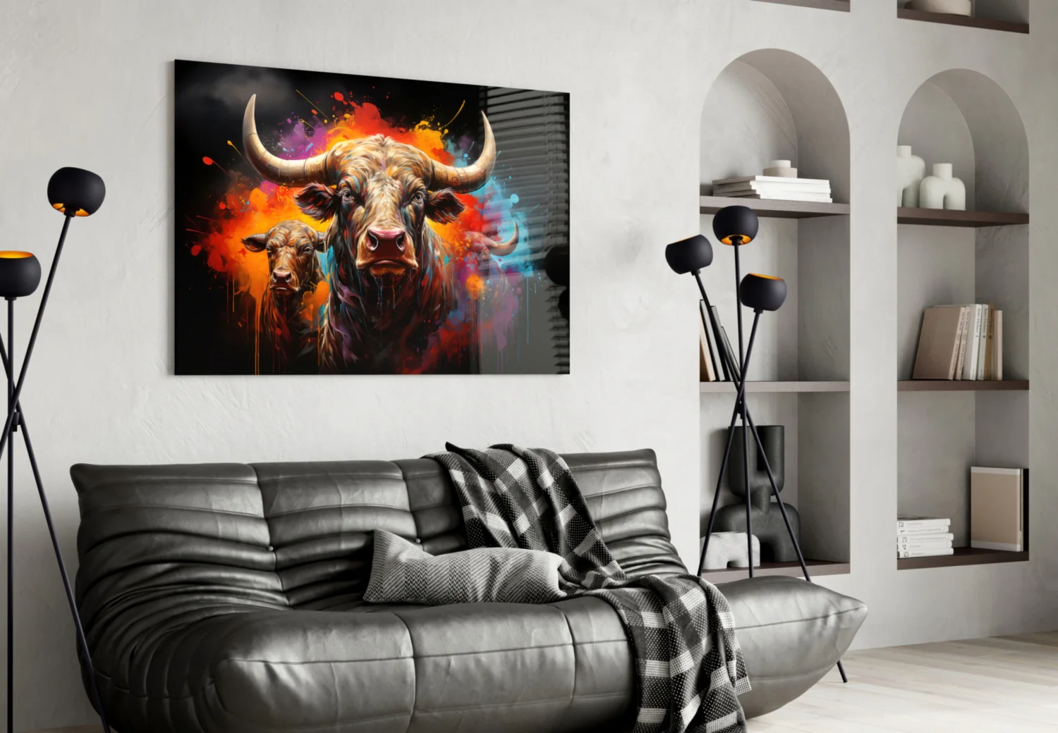 Bull Glass Wall Art|| Designer's Collection - Image 5