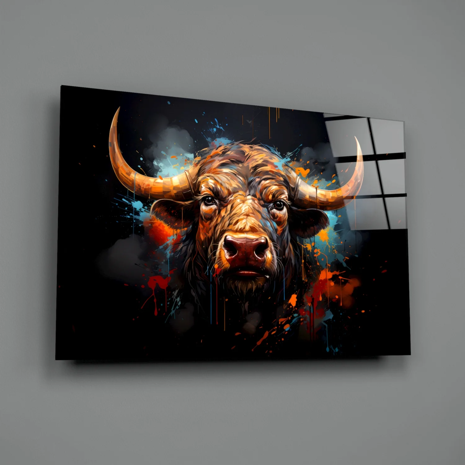 Bull Glass Wall Art|| Designer's Collection - Image 3