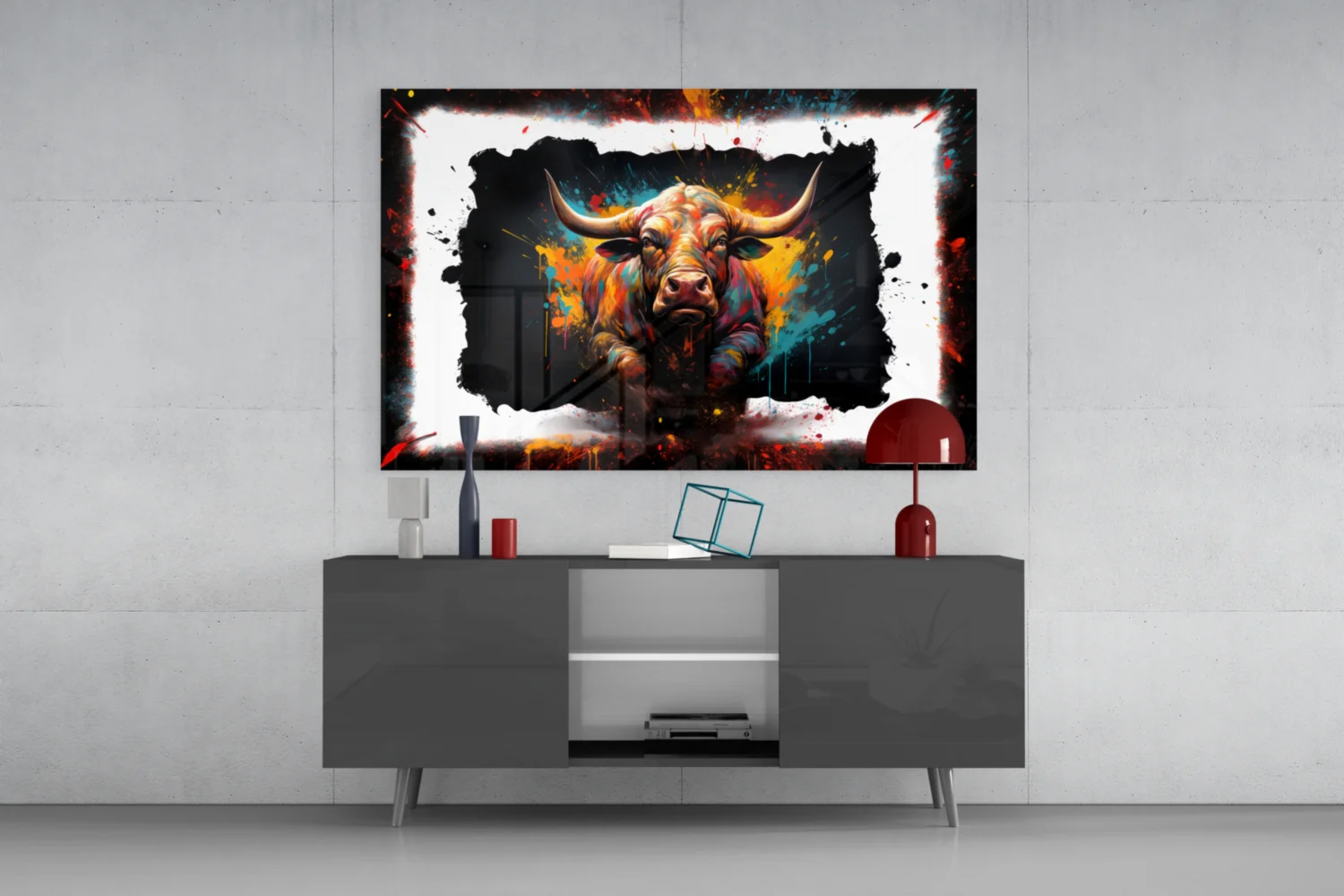 Bull Glass Wall Art|| Designer's Collection - Image 9