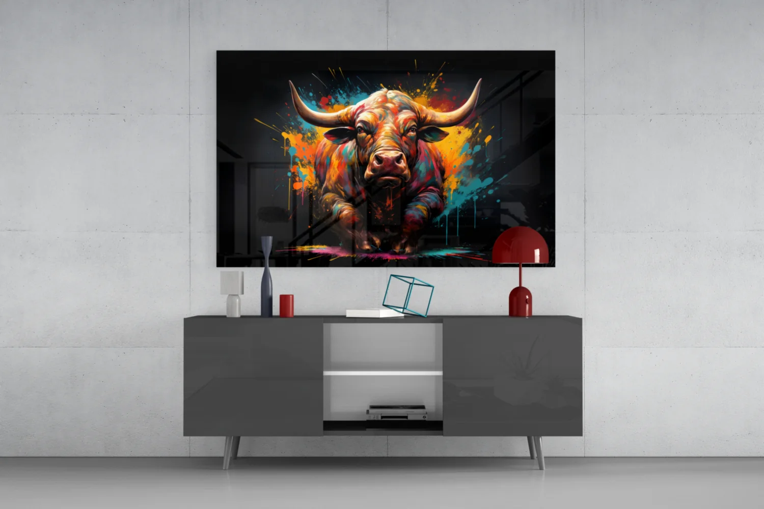 Bull Glass Wall Art|| Designer's Collection - Image 9