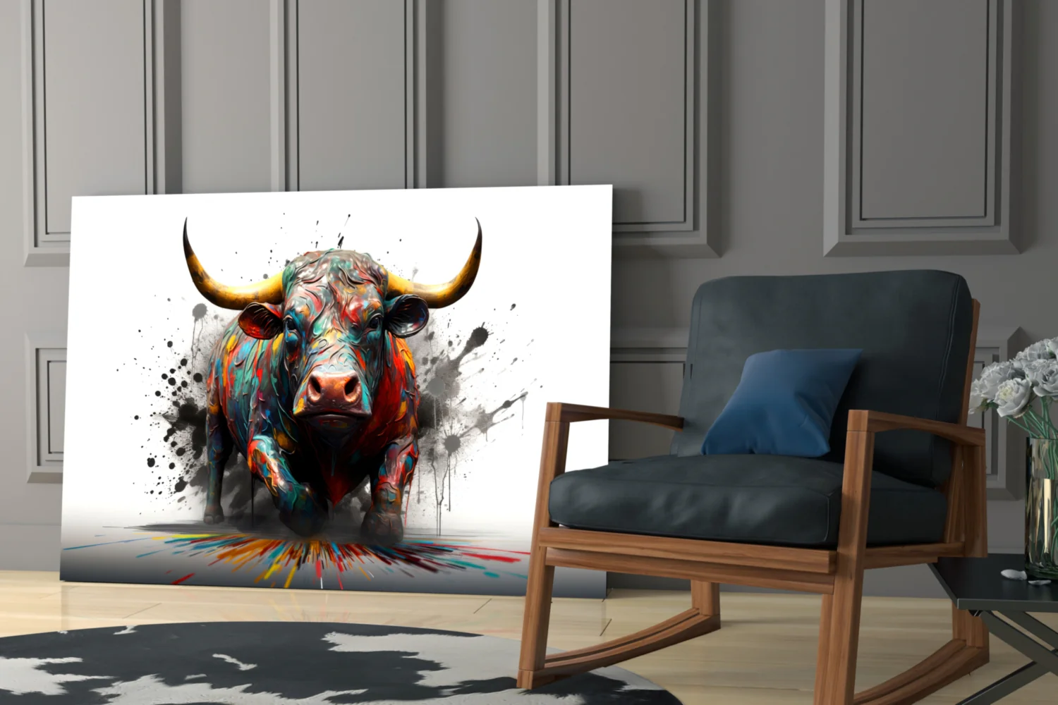 Bull Glass Wall Art|| Designer's Collection - Image 7