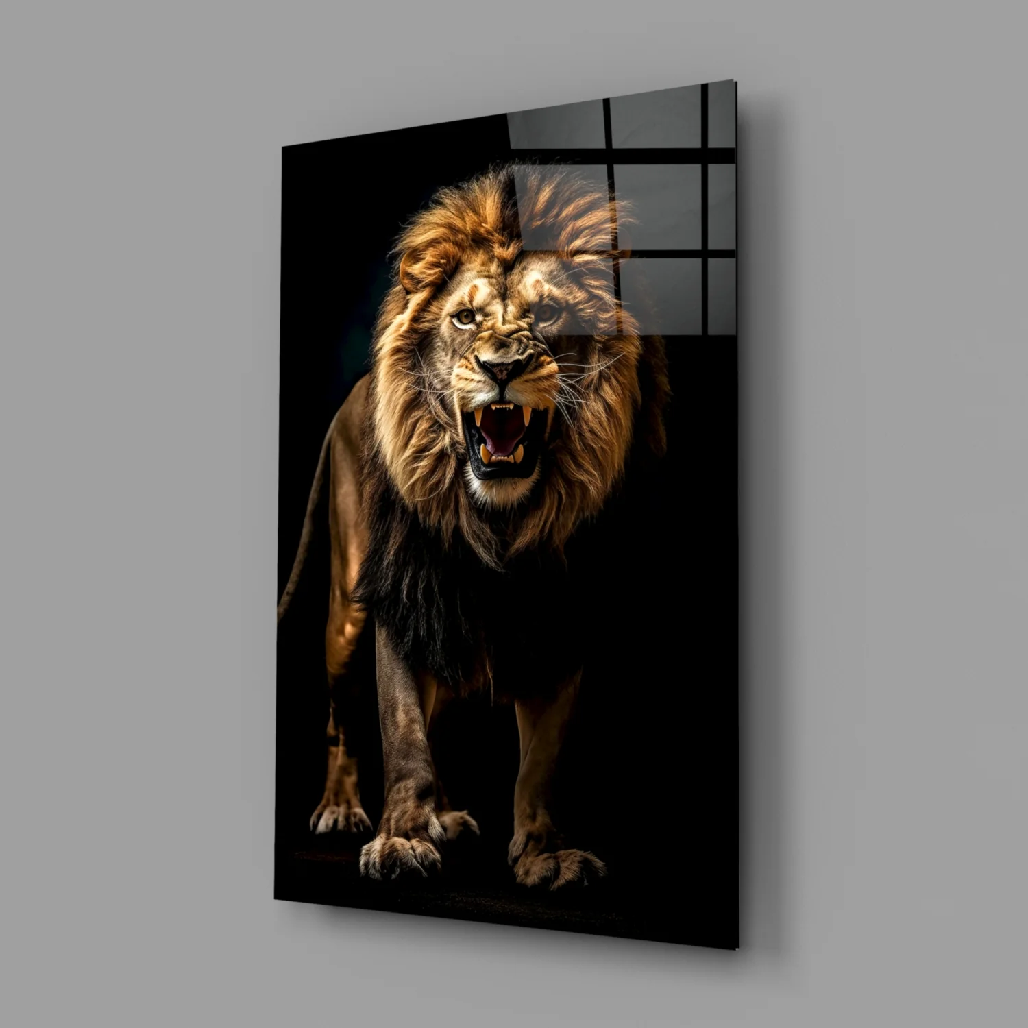 Lion in the Dark Glass Wall Art|| Designer's Collection - Image 3