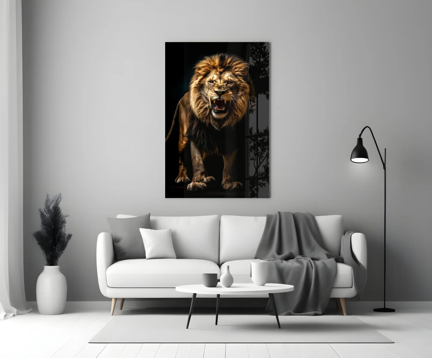 Lion in the Dark Glass Wall Art|| Designer's Collection - Image 4