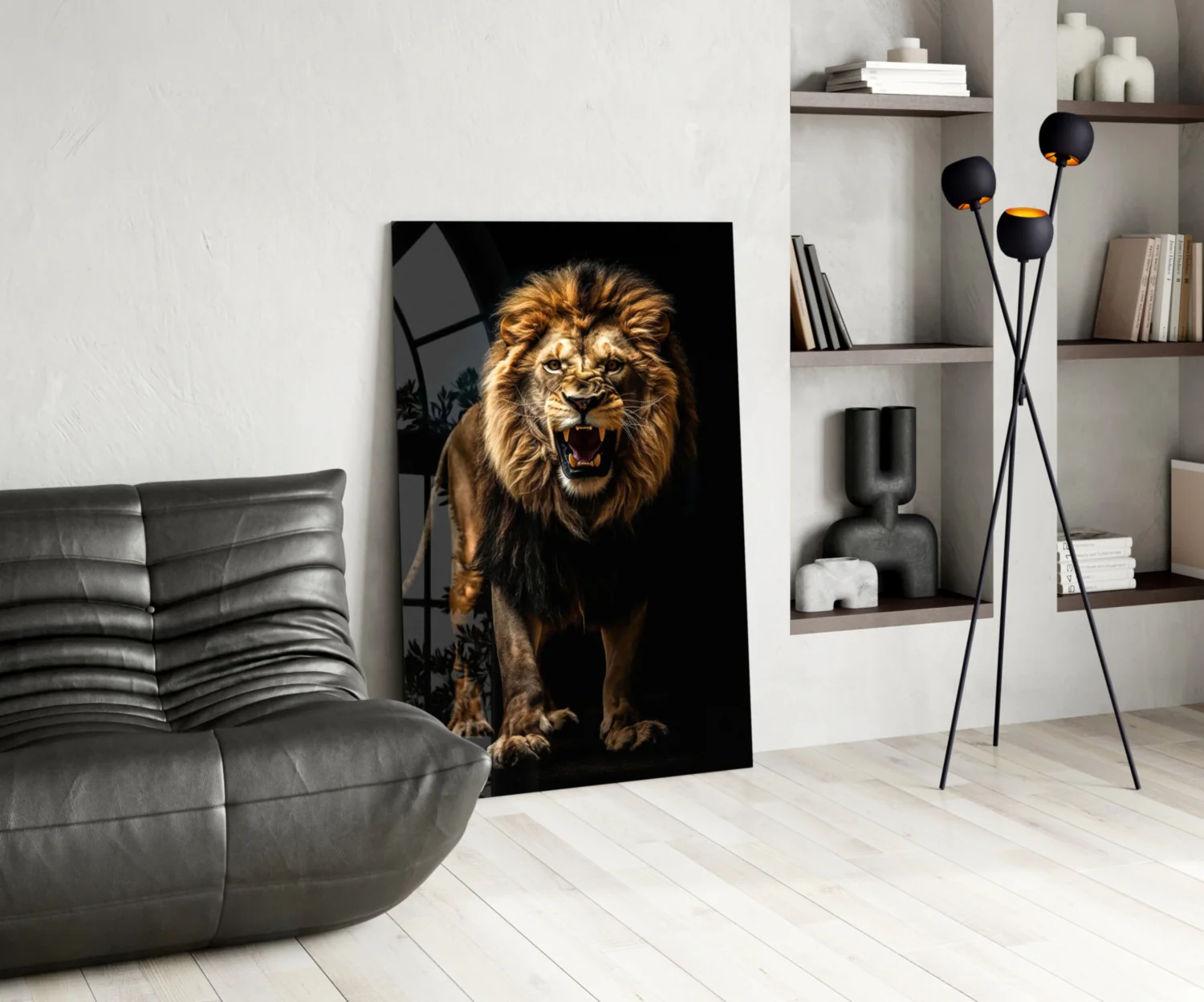 Lion in the Dark Glass Wall Art|| Designer's Collection - Image 6