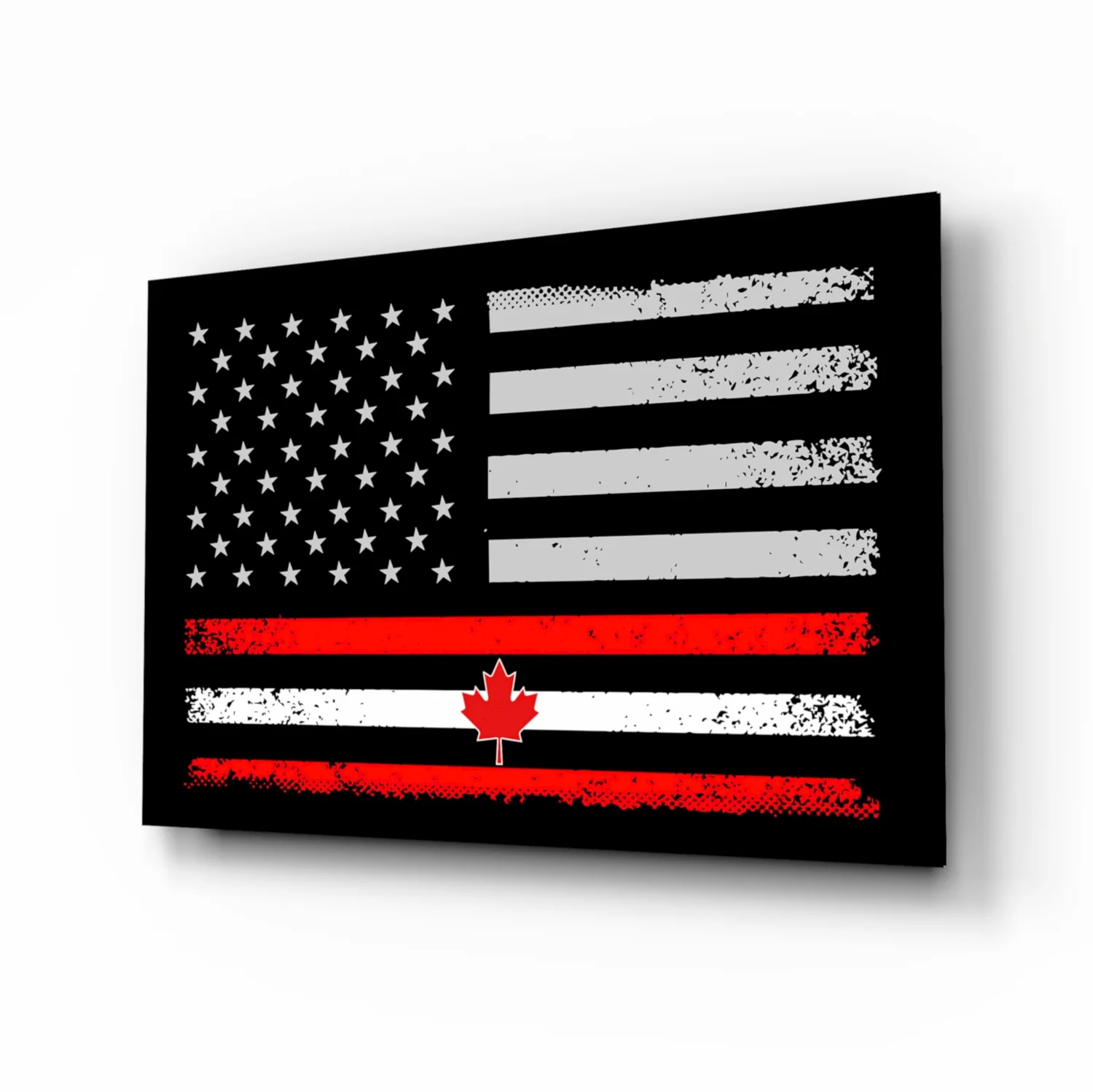 USA-Canada Flag Glass Wall Art || Designer Collection - Image 2