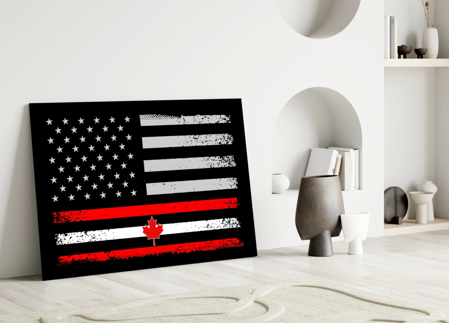 USA-Canada Flag Glass Wall Art || Designer Collection - Image 4