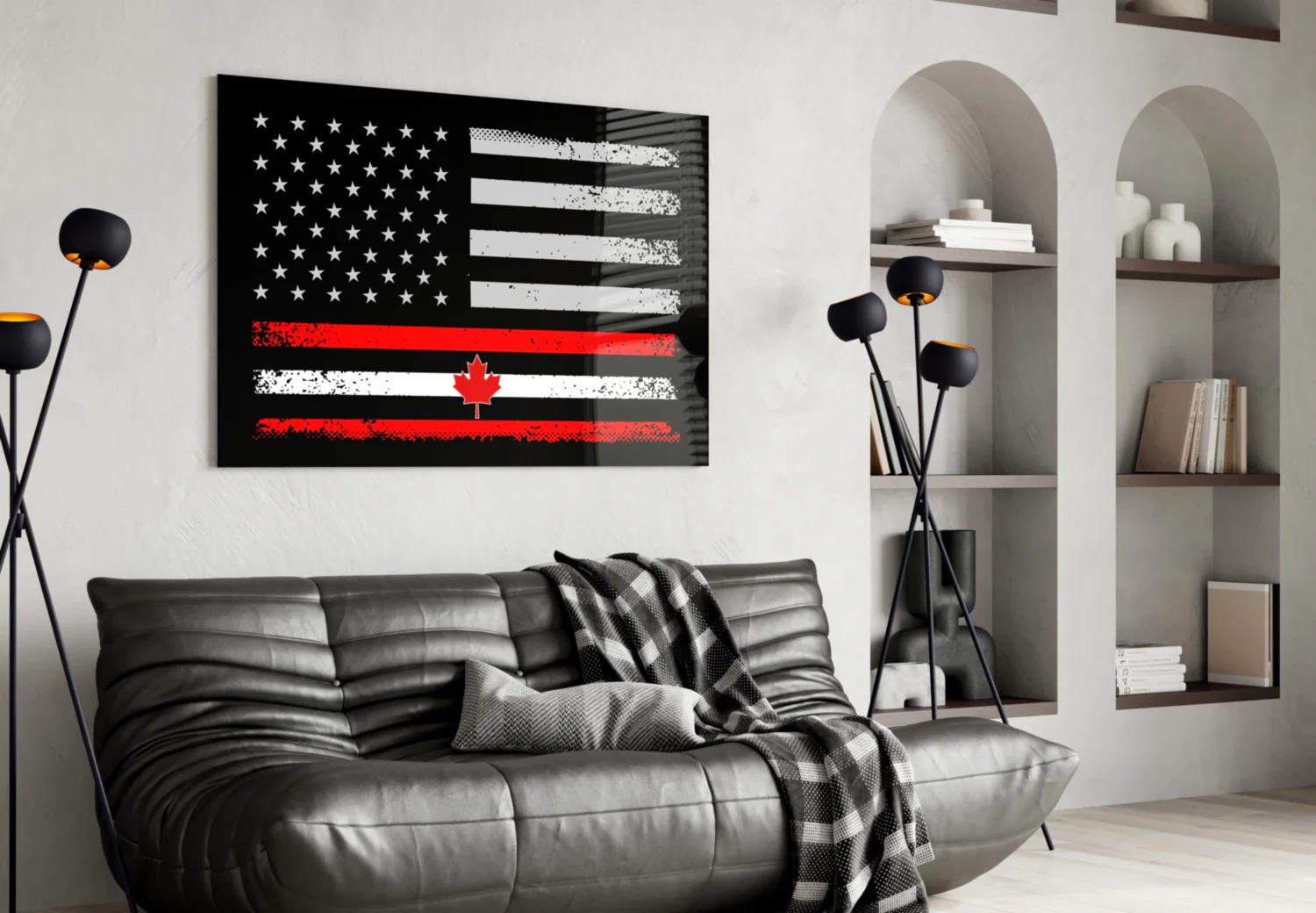 USA-Canada Flag Glass Wall Art || Designer Collection - Image 5