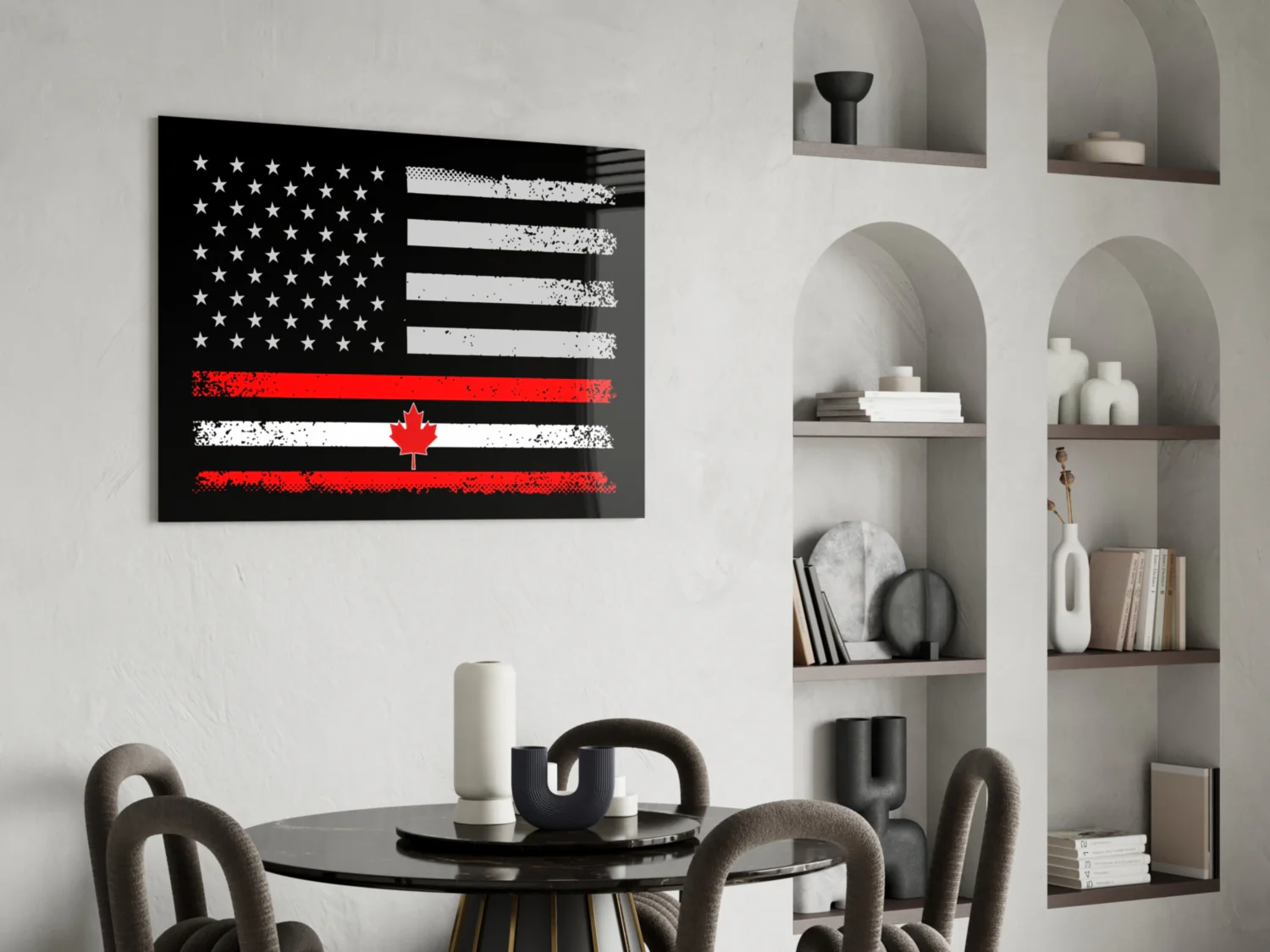 USA-Canada Flag Glass Wall Art || Designer Collection - Image 6