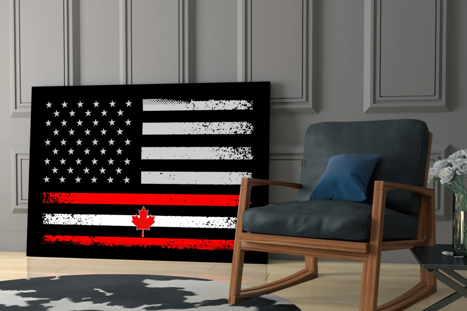 USA-Canada Flag Glass Wall Art || Designer Collection - Image 7