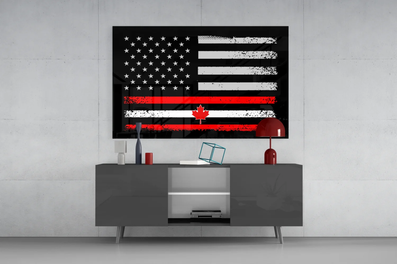 USA-Canada Flag Glass Wall Art || Designer Collection - Image 9