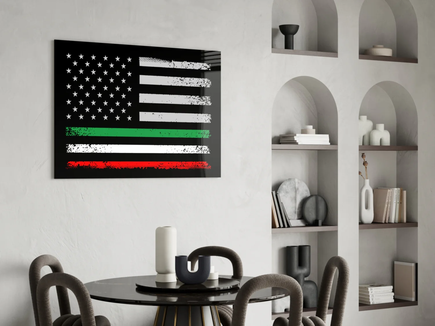 USA-Italia Flag Glass Wall Art || Designer Collection - Image 6